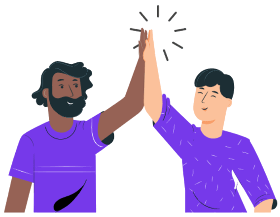 Finansh Visitor and Team Member high-fiving, symbolizing the new found friendship at Finansh that makes home loans simpler and smarter.